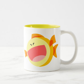 かわいいハッピーマンガフィッシュマグカップ ツートーンマグカップ