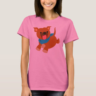 かわいいハッピーマンガstaffie女性Tシャツ Tシャツ