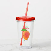 かわいいハッピーマンゴー黄色の漫画イラストレーション アクリルタンブラー (裏面)