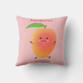 かわいいハッピーマンゴー黄色の漫画イラストレーション クッション (裏面)