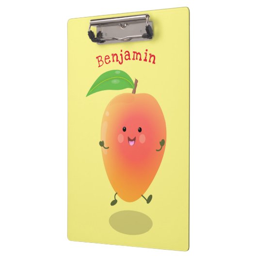 かわいいハッピーマンゴー黄色の漫画イラストレーション クリップボード (左)