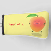 かわいいハッピーマンゴー黄色の漫画イラストレーション ゴルフヘッドカバー (正面)