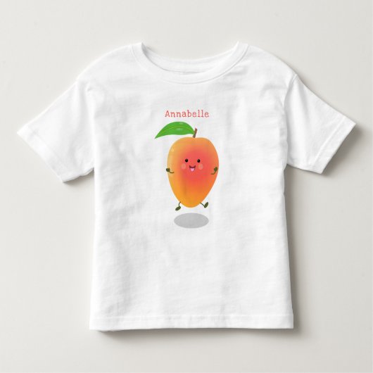 かわいいハッピーマンゴー黄色の漫画イラストレーション トドラーTシャツ (正面)