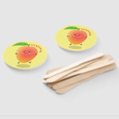 かわいいハッピーマンゴー黄色の漫画イラストレーション ハンドファン (組立なし)