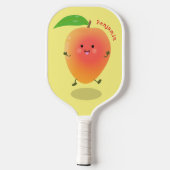かわいいハッピーマンゴー黄色の漫画イラストレーション ピックルボールラケット (裏面)