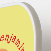 かわいいハッピーマンゴー黄色の漫画イラストレーション ピックルボールラケット (左詳細)