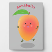 かわいいハッピーマンゴー黄色の漫画イラストレーション フォトプラーク (正面)