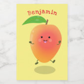 かわいいハッピーマンゴー黄色の漫画イラストレーション フードラベル (シングルラベル)