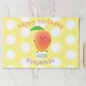 かわいいハッピーマンゴー黄色の漫画イラストレーション ペーパーパッド (インサイチュ)