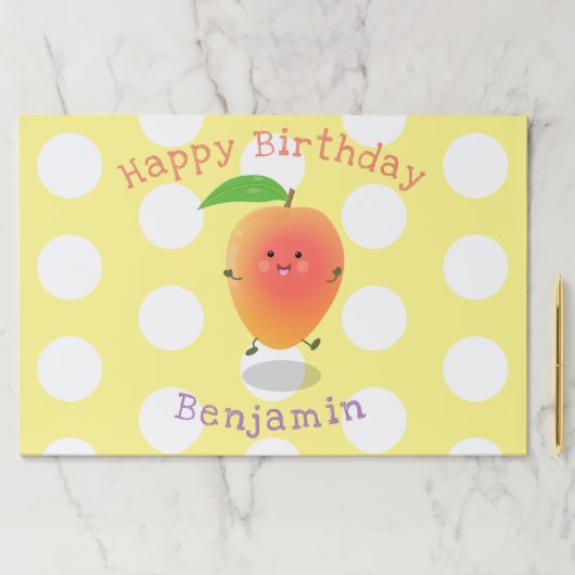 かわいいハッピーマンゴー黄色の漫画イラストレーション ペーパーパッド (インサイチュ)