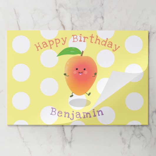 かわいいハッピーマンゴー黄色の漫画イラストレーション ペーパーパッド (折り畳み)