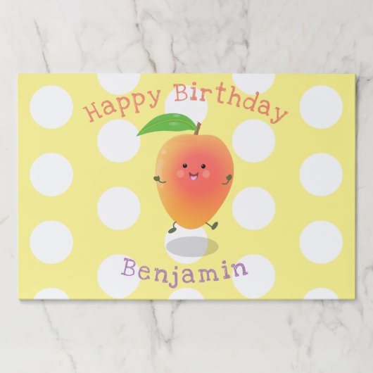 かわいいハッピーマンゴー黄色の漫画イラストレーション ペーパーパッド (正面)