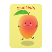 かわいいハッピーマンゴー黄色の漫画イラストレーション マグネット (縦)