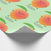 かわいいハッピーマンゴー黄色の漫画イラストレーション ラッピングペーパー (角)