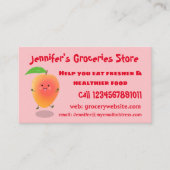 かわいいハッピーマンゴー黄色の漫画イラストレーション 名刺 (正面)