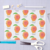 かわいいハッピーマンゴー黄色の漫画イラストレーション 薄葉紙 (クラフト)