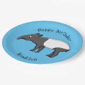 かわいいハッピーマンタピールイラストレーション ペーパープレート (アングル)