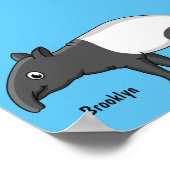 かわいいハッピーマンタピールイラストレーション ポスター (角)