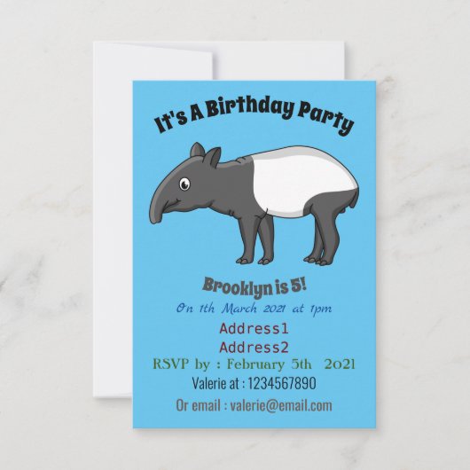 かわいいハッピーマンタピールイラストレーション 招待状 (正面)