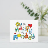 かわいいハッピーマンデーウィーク挨拶文字式 ポストカード (スタンド正面)