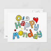 かわいいハッピーマンデーウィーク挨拶文字式 ポストカード (正面/裏面)