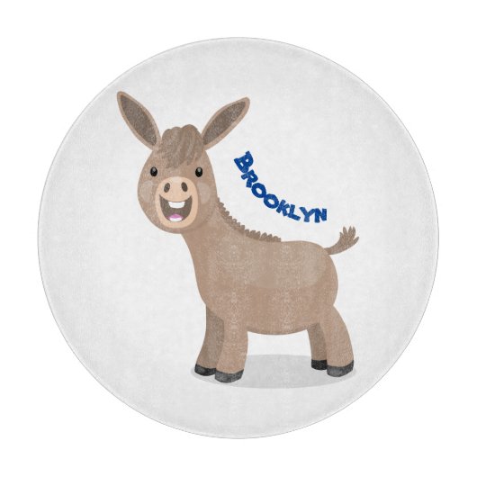 かわいいハッピーミニチュアロバ漫画イラストレーション カッティングボード (正面)