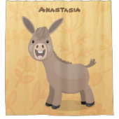 かわいいハッピーミニチュアロバ漫画イラストレーション シャワーカーテン (正面)