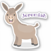 かわいいハッピーミニチュアロバ漫画イラストレーション シール (正面)