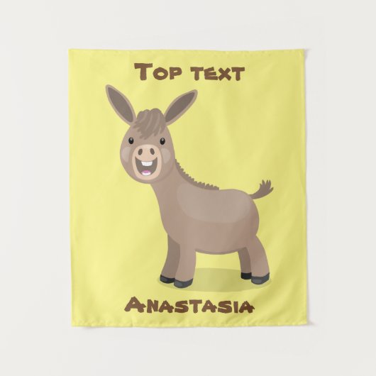 かわいいハッピーミニチュアロバ漫画イラストレーション タペストリー (正面)