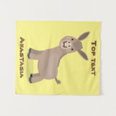 かわいいハッピーミニチュアロバ漫画イラストレーション タペストリー (正面(横))