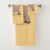 かわいいハッピーミニチュアロバ漫画イラストレーション バスタオルセット (インサイチュ)