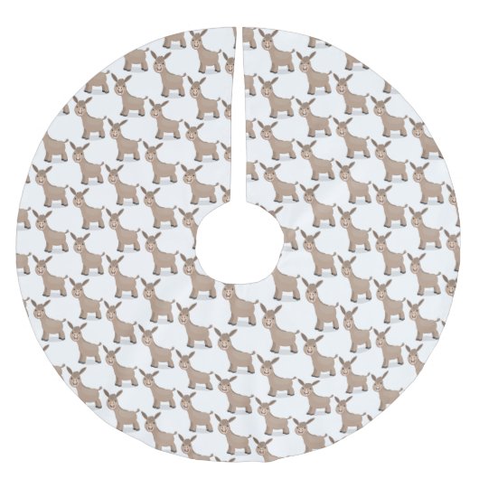 かわいいハッピーミニチュアロバ漫画イラストレーション ブラッシュドポリエステルツリースカート (正面)