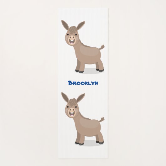 かわいいハッピーミニチュアロバ漫画イラストレーション ヨガマット (裏面)