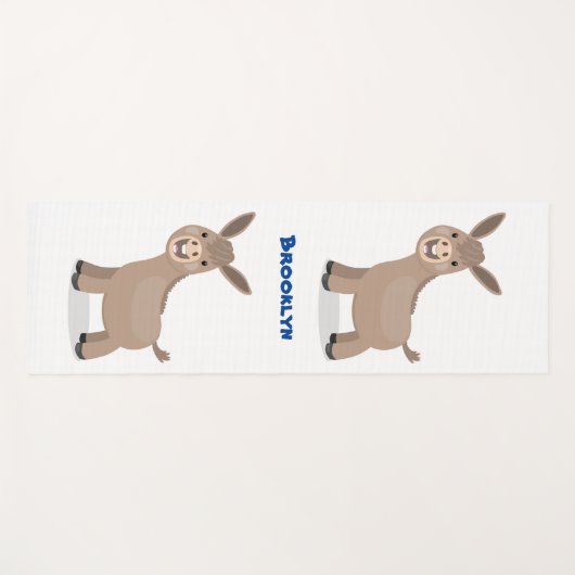 かわいいハッピーミニチュアロバ漫画イラストレーション ヨガマット (正面(横))