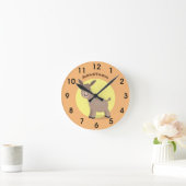 かわいいハッピーミニチュアロバ漫画イラストレーション ラウンド壁時計 (ホーム)