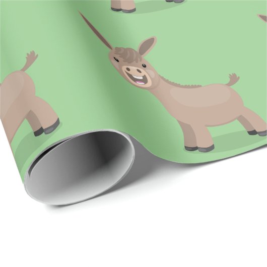 かわいいハッピーミニチュアロバ漫画イラストレーション ラッピングペーパー (ロールコーナー)