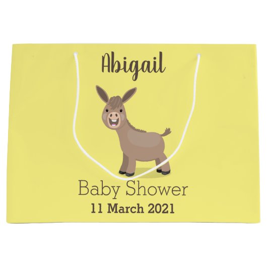 かわいいハッピーミニチュアロバ漫画イラストレーション ラージペーパーバッグ (正面)