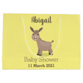 かわいいハッピーミニチュアロバ漫画イラストレーション ラージペーパーバッグ (裏面)