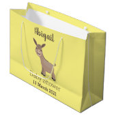 かわいいハッピーミニチュアロバ漫画イラストレーション ラージペーパーバッグ (正面アングル)