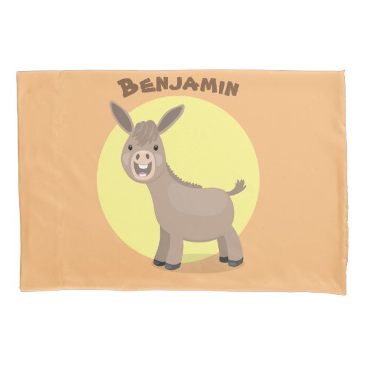 かわいいハッピーミニチュアロバ漫画イラストレーション 枕カバー (正面)