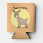 かわいいハッピーミニチュアロバ漫画イラストレーション 缶クーラー (正面)