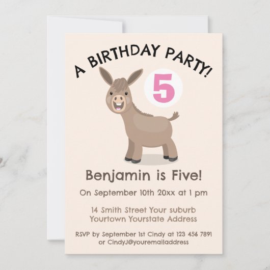 かわいいハッピーミニロバの漫画の誕生日 招待状 (正面)