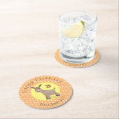 かわいいハッピーミニロバ漫画イラストレーション ラウンドペーパーコースター (インサイチュ)