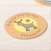 かわいいハッピーミニロバ漫画イラストレーション ラウンドペーパーコースター (アングル)