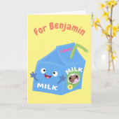 かわいいハッピーミルクパックキャラクター漫画 カード (黄色い花)