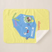 かわいいハッピーミルクパックキャラクター漫画 シェルパブランケット (正面(横))