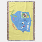 かわいいハッピーミルクパックキャラクター漫画 スローブランケット (正面縦)
