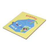 かわいいハッピーミルクパックキャラクター漫画 タイル (側面)