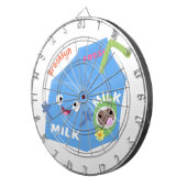 かわいいハッピーミルクパックキャラクター漫画 ダーツボード (正面右)