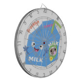 かわいいハッピーミルクパックキャラクター漫画 ダーツボード (正面左)